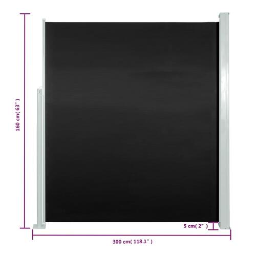 Sammenrullelig sidemarkise til terrassen 160 x 300 cm sort