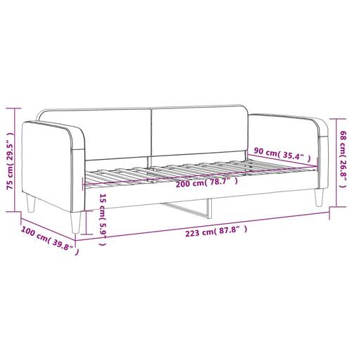 Daybed 90x200 cm stof gråbrun