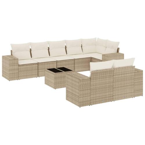 Sofasæt til haven 9 dele med hynder polyrattan beige