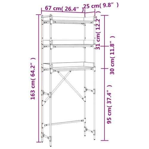 Vaskemaskinereol 67x25x163 cm konstrueret træ brunt egetræ