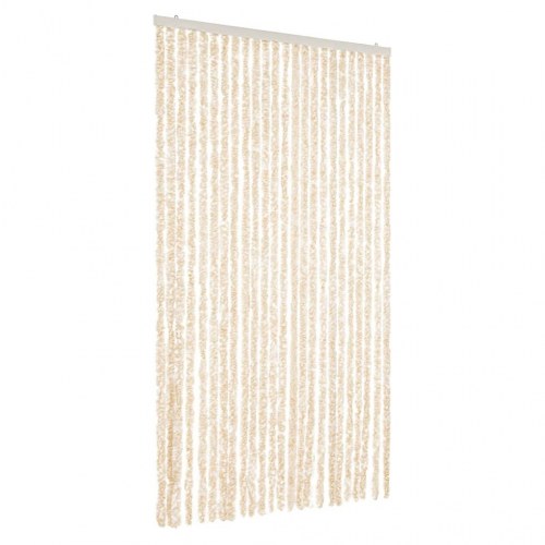 Flueforhæng 100×230 cm i chenille - beige og hvid