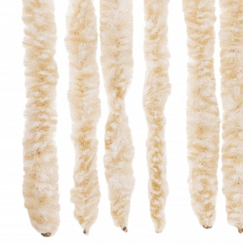 Flueforhæng 100×230 cm i chenille - beige og hvid