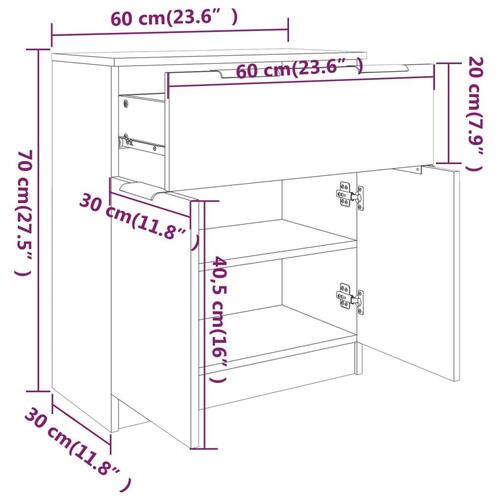 Skænk 60x30x70 cm konstrueret træ sonoma-eg