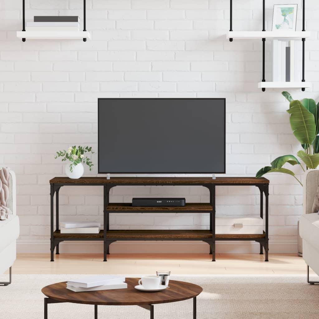 Tv-bord 121x35x45 cm konstrueret træ og jern brun egetræsfarve