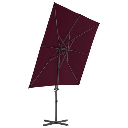 Hængeparasol med stålstang 250x250 cm bordeauxfarvet