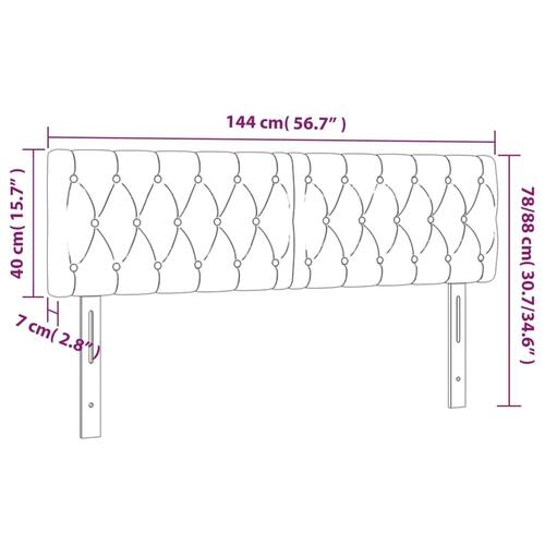 Sengegavl med LED-lys 144x7x78/88 cm stof sort