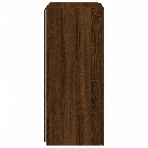 Væghængt tv-bord med LED-lys - brun egetræ, 40,5 x 35 x 80 cm