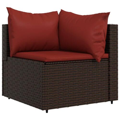 Hjørnemoduler til havesofa 2 stk. med hynder polyrattan brun
