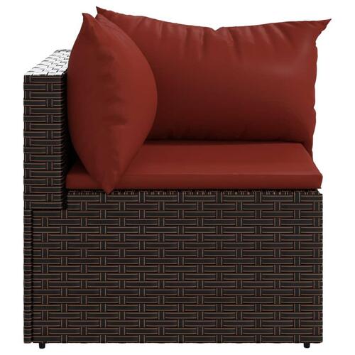 Hjørnemoduler til havesofa 2 stk. med hynder polyrattan brun