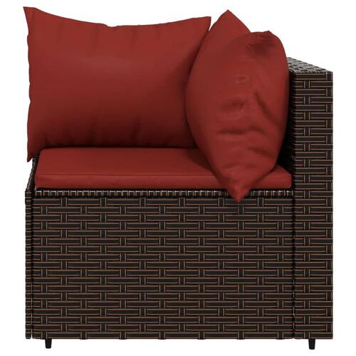 Hjørnemoduler til havesofa 2 stk. med hynder polyrattan brun