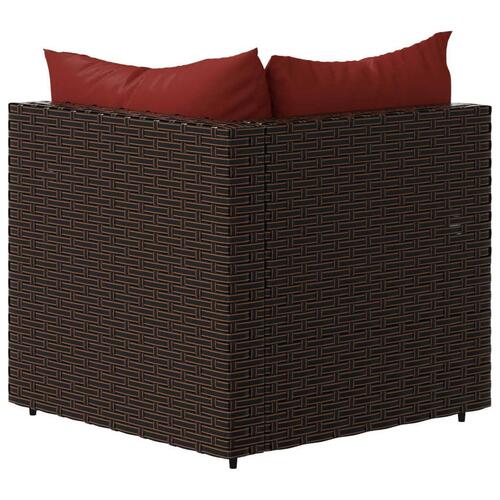 Hjørnemoduler til havesofa 2 stk. med hynder polyrattan brun