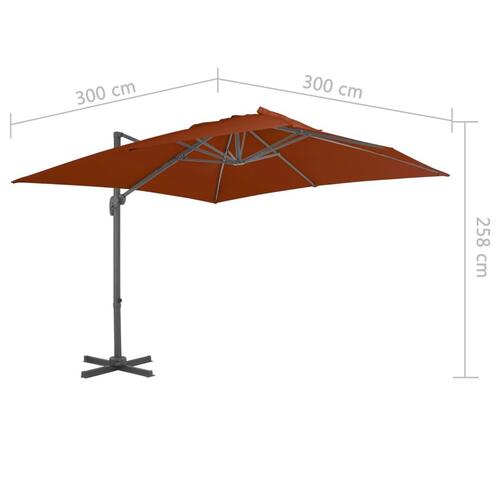 Hængeparasol med aluminiumsstang 300x300 cm Terracotta