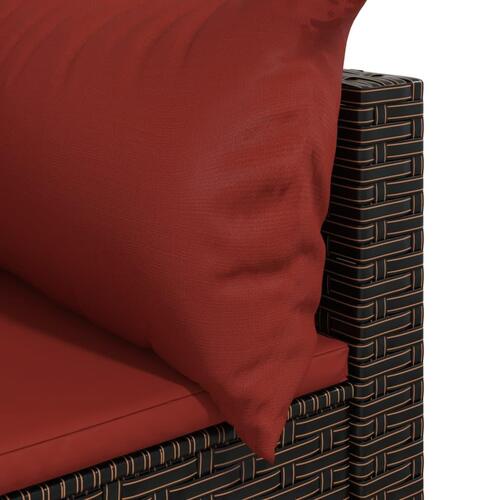 Hjørnemoduler til havesofa 2 stk. med hynder polyrattan brun