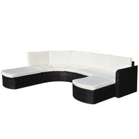 Haveloungesæt 4 dele med hynder polyrattan sort