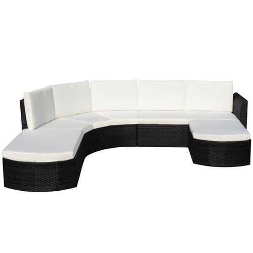 Haveloungesæt 4 dele med hynder polyrattan sort