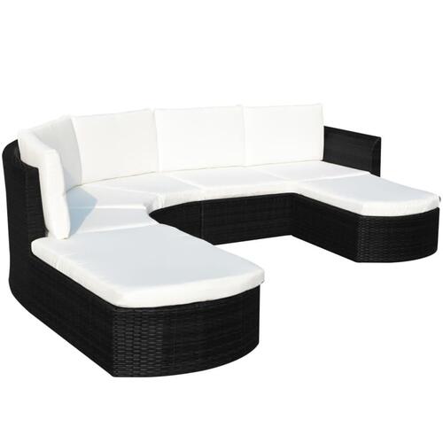 Haveloungesæt 4 dele med hynder polyrattan sort