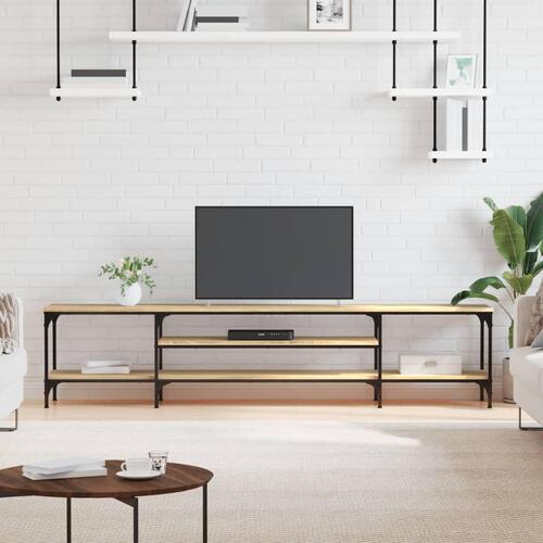 Tv-bord 201x35x45 cm konstrueret træ og jern sonoma-eg