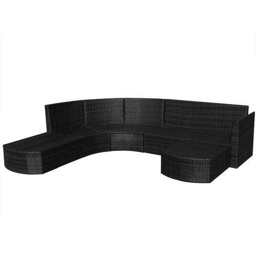 Haveloungesæt 4 dele med hynder polyrattan sort