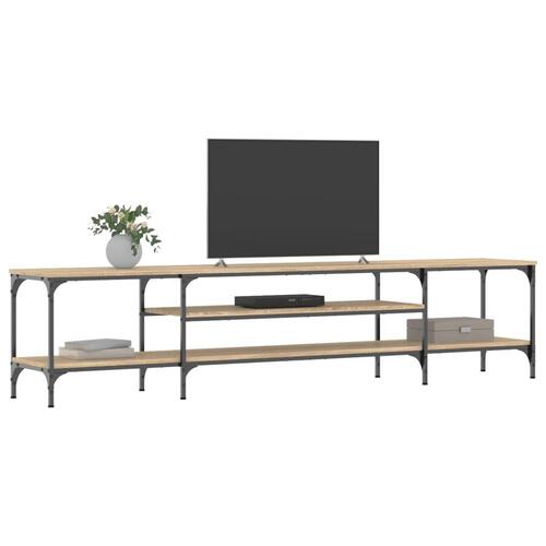 Tv-bord 201x35x45 cm konstrueret træ og jern sonoma-eg