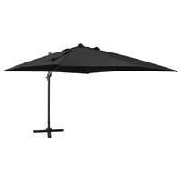 Hængeparasol med stang + LED-lys 300 cm sort