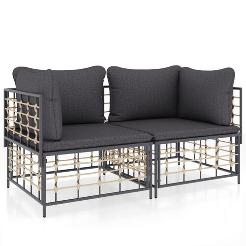 Hjørnemoduler til havesofa 2 stk. med hynder polyrattan