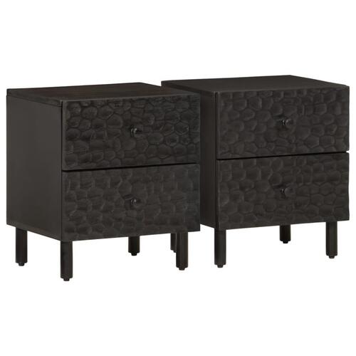 Sengeborde 2 stk. 40x33x46 cm massivt mangotræ sort