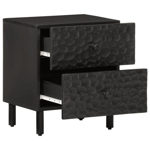 Sengeborde 2 stk. 40x33x46 cm massivt mangotræ sort