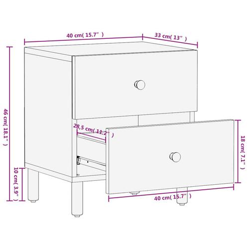 Sengeborde 2 stk. 40x33x46 cm massivt mangotræ sort