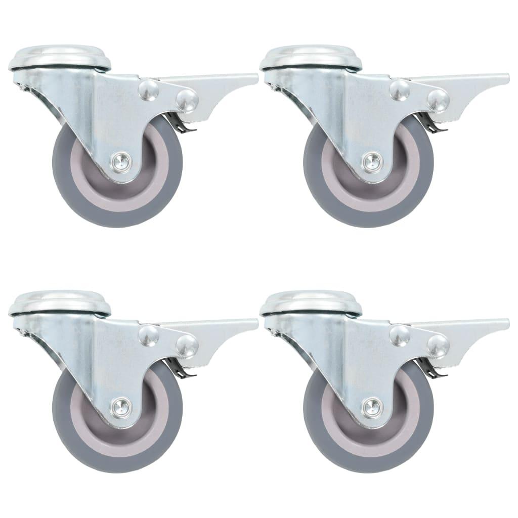 Drejehjul med bolthul og dobbelte bremser 4 stk. 50 mm