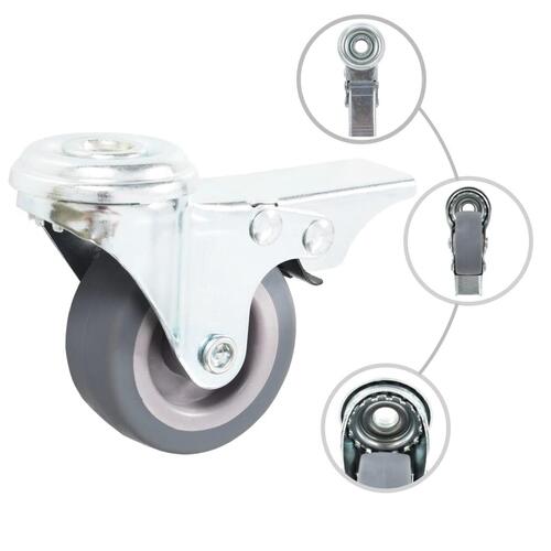 Drejehjul med bolthul og dobbelte bremser 4 stk. 50 mm
