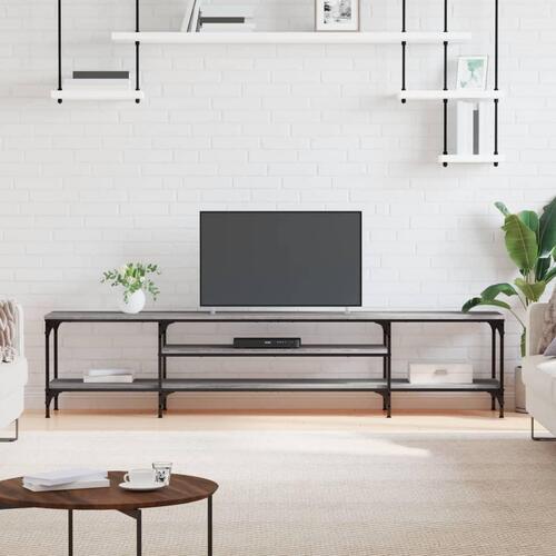 Tv-bord 201x35x45 cm konstrueret træ og jern grå sonoma-eg