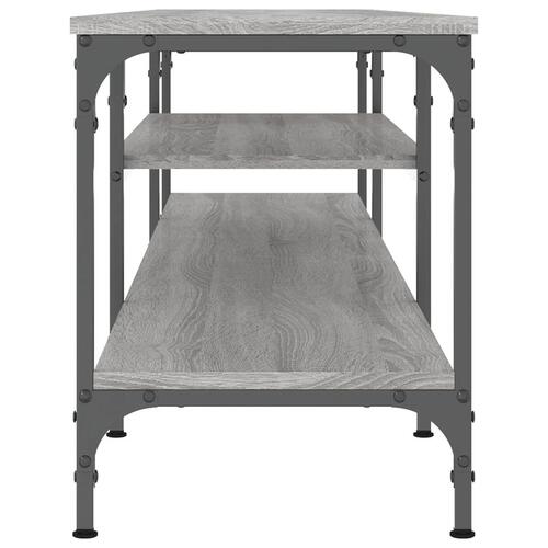 Tv-bord 201x35x45 cm konstrueret træ og jern grå sonoma-eg