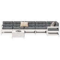 Sofasæt til haven 7 dele massivt fyrretræ hvid