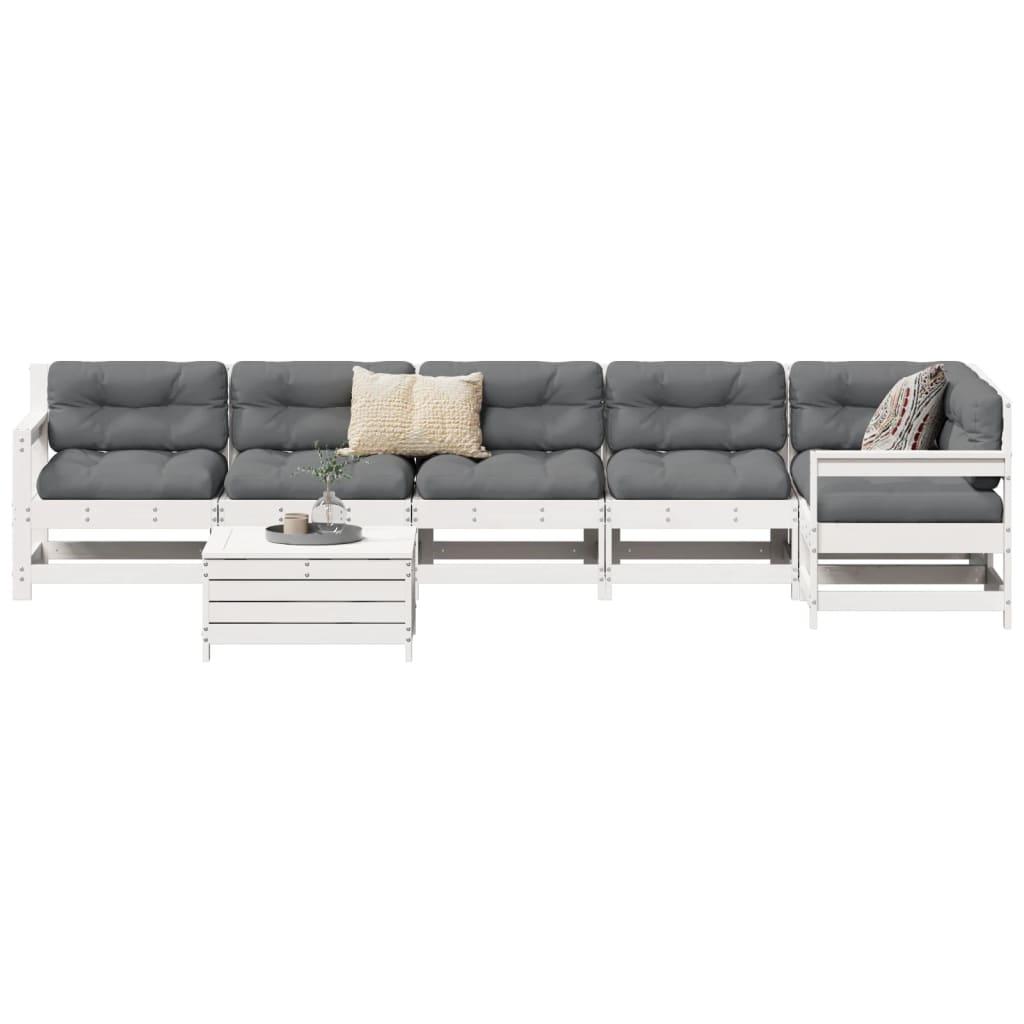 Sofasæt til haven 7 dele massivt fyrretræ hvid