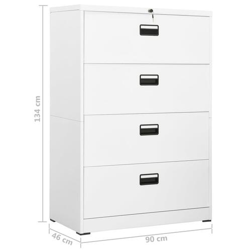 Arkivskab 90x46x134 cm stål hvid