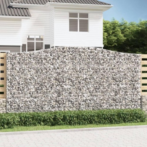 Buede gabionkurve - 3 stk. 400 × 50 × 200/220 cm i galvaniseret jern