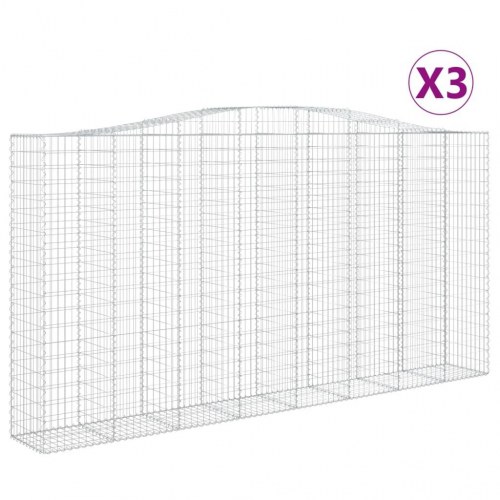 Buede gabionkurve - 3 stk. 400 × 50 × 200/220 cm i galvaniseret jern