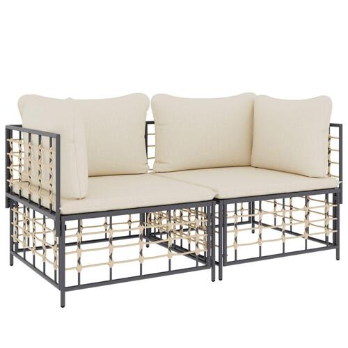 Hjørnemoduler til havesofa 2 stk. med hynder polyrattan