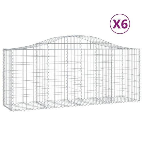 Buede gabionkurve 6 stk. 200x50x80/100 cm galvaniseret jern