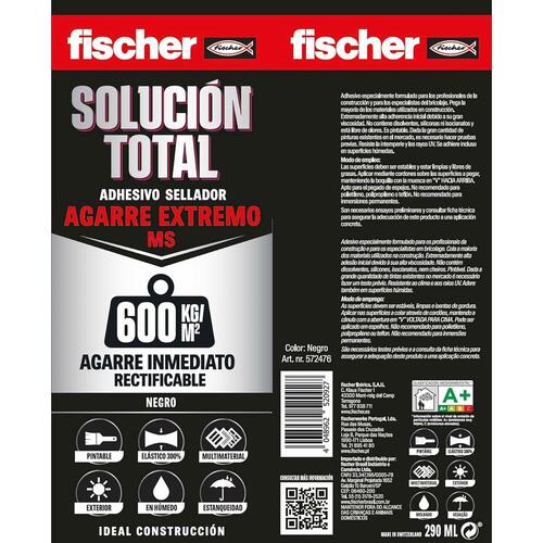 Forsegler/klæbemiddel Fischer Solución Total 572475 Hvid 290 ml Ekstra stærk