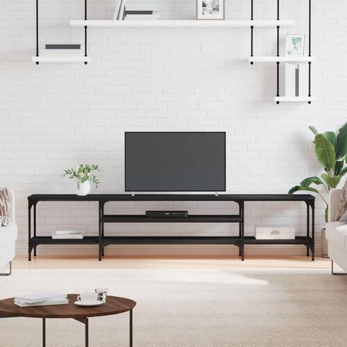 Tv-bord 201x35x45 cm konstrueret træ og jern sort