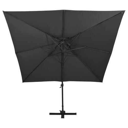 Hængeparasol med dobbelt top 300x300 cm sort