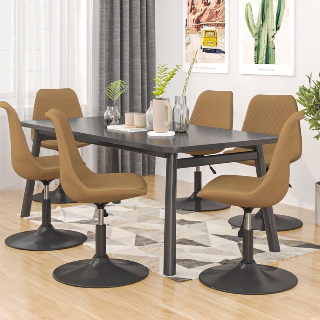 Drejelige spisebordsstole 6 stk. velour brun