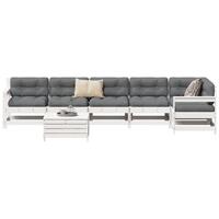Sofasæt til haven 7 dele massivt fyrretræ hvid