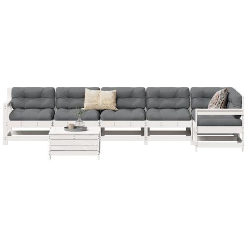 Sofasæt til haven 7 dele massivt fyrretræ hvid