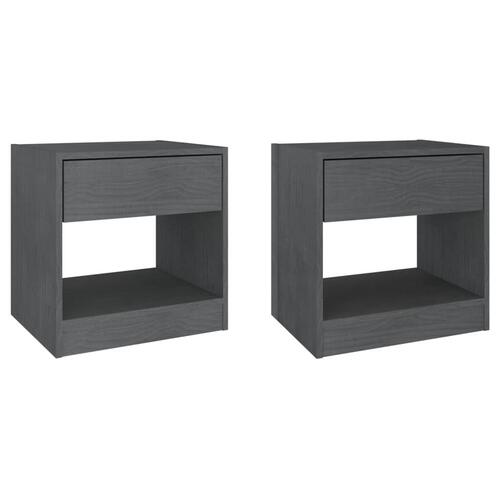 Sengeborde 2 stk. 40x31x40 cm massivt fyrretræ grå