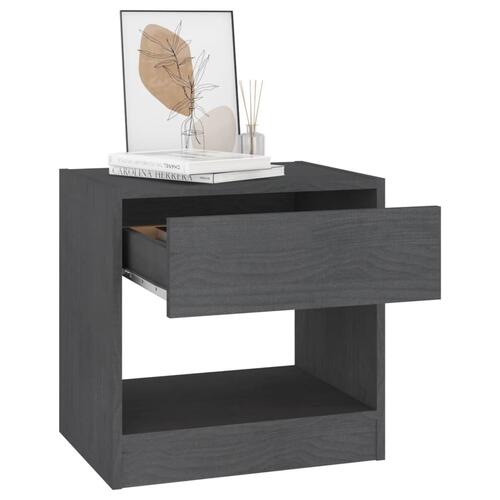 Sengeborde 2 stk. 40x31x40 cm massivt fyrretræ grå