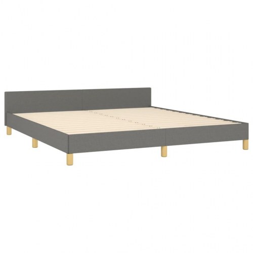 Sengeramme med sengegavl 180x200 cm - stof, mørkegrå