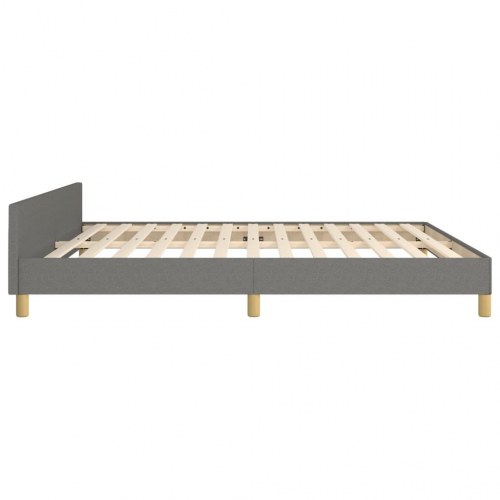 Sengeramme med sengegavl 180x200 cm - stof, mørkegrå