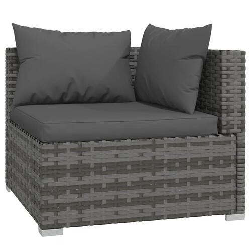 Loungesæt til haven 8 dele med hynder polyrattan grå